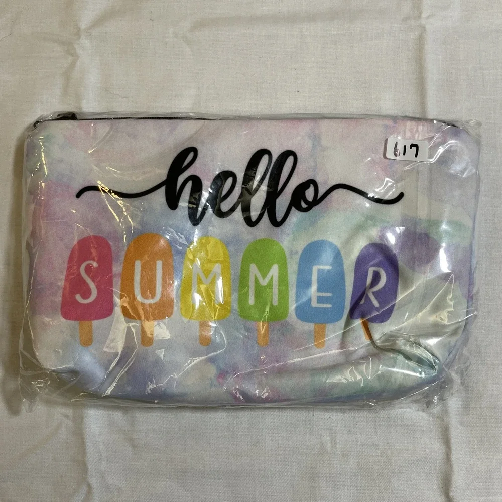 The Pouch Cosmetic Bag Multicolor NWT Hello Summer Popsicle Tie Dye